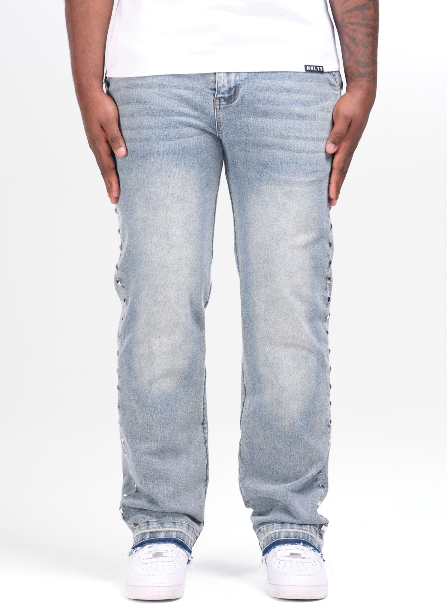Vintage Pyramid Studded Jeans - Blue