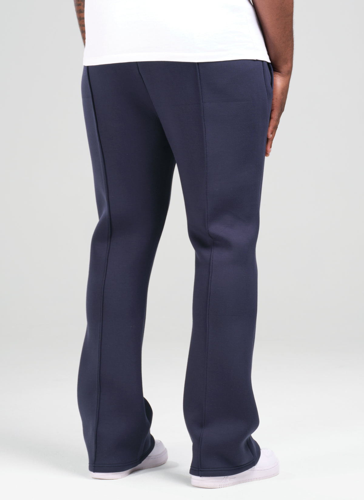 Scuba Structured Flare Pleat Joggers - Navy