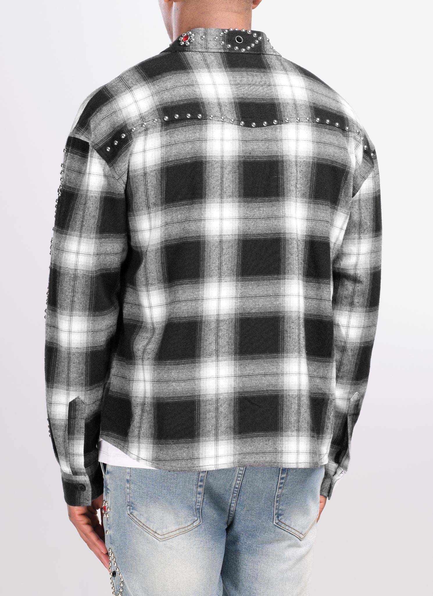 Vintage Studded Flannel - Black