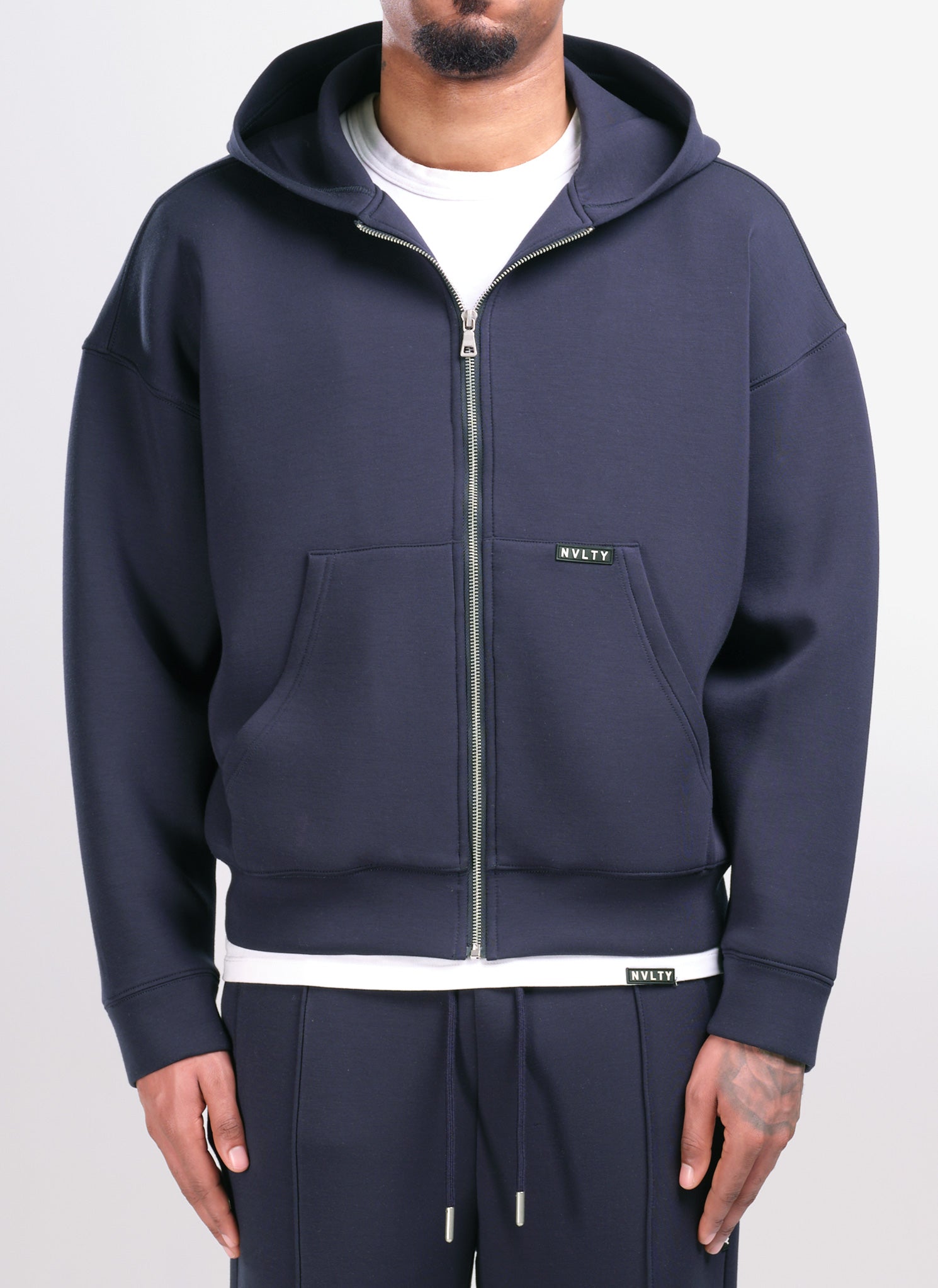 Scuba Structured Zip Hoodie - Navy