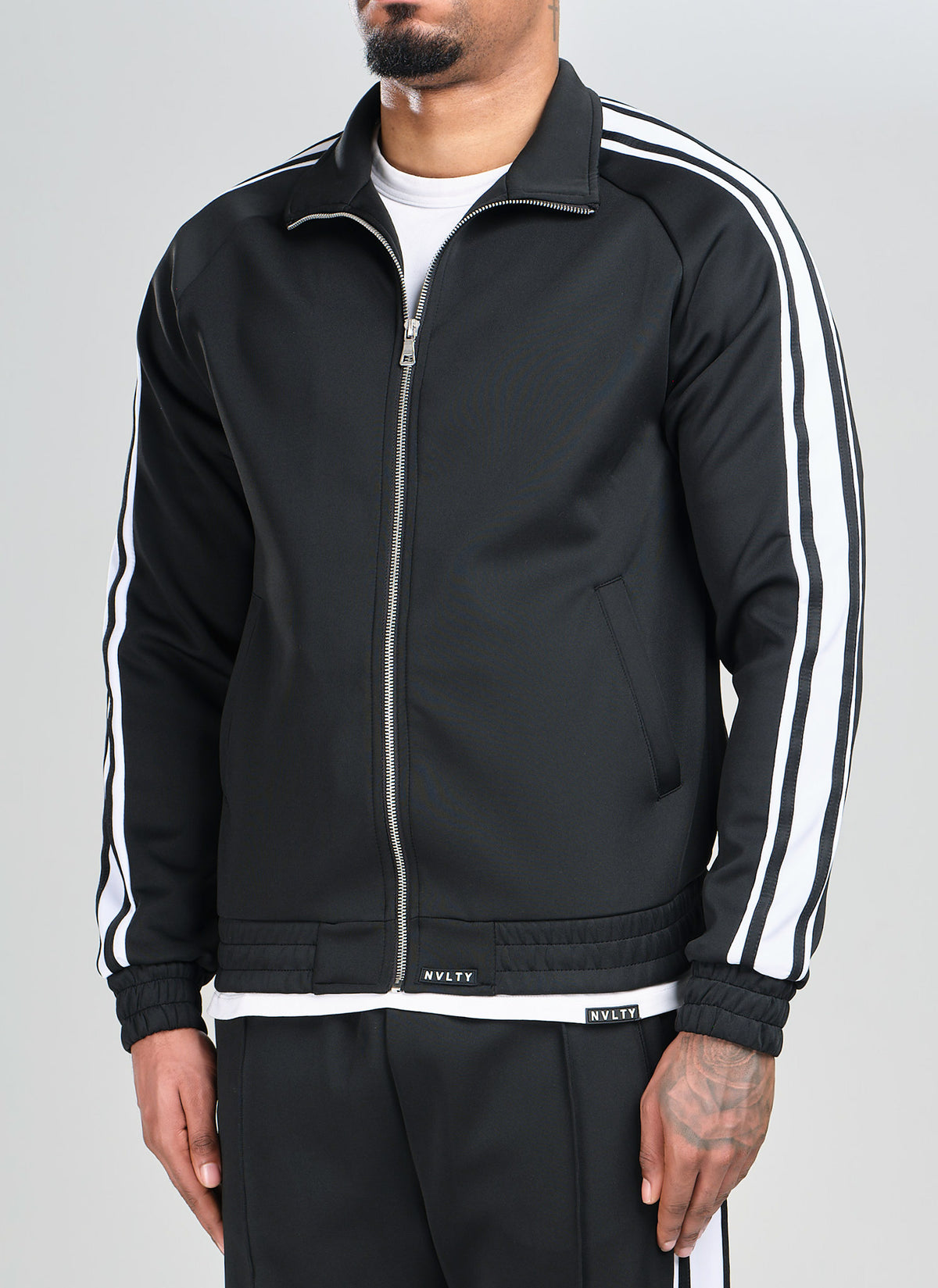 Panelled Luxe Track Jacket - Black