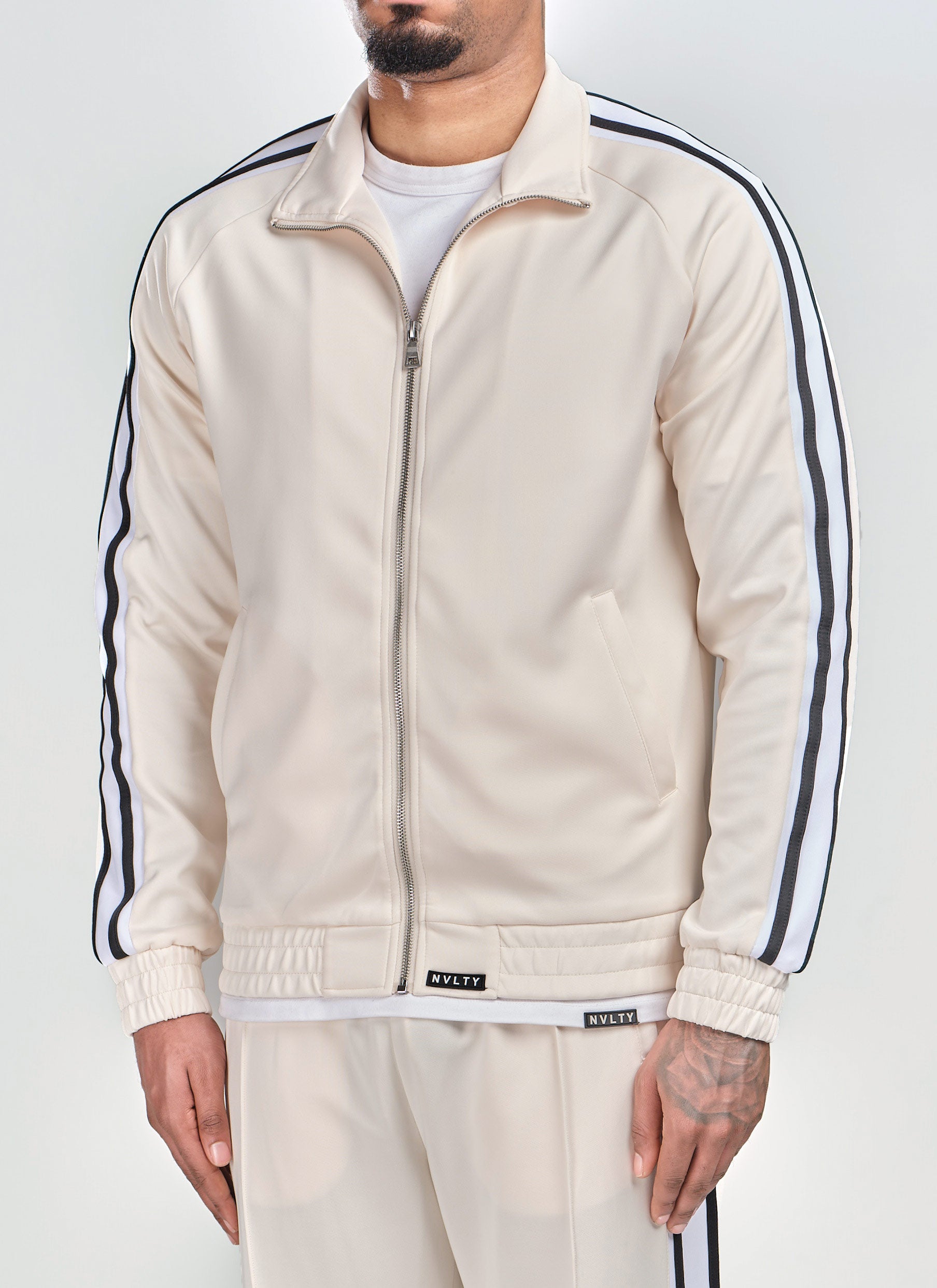 Panelled Luxe Track Jacket - Ivory