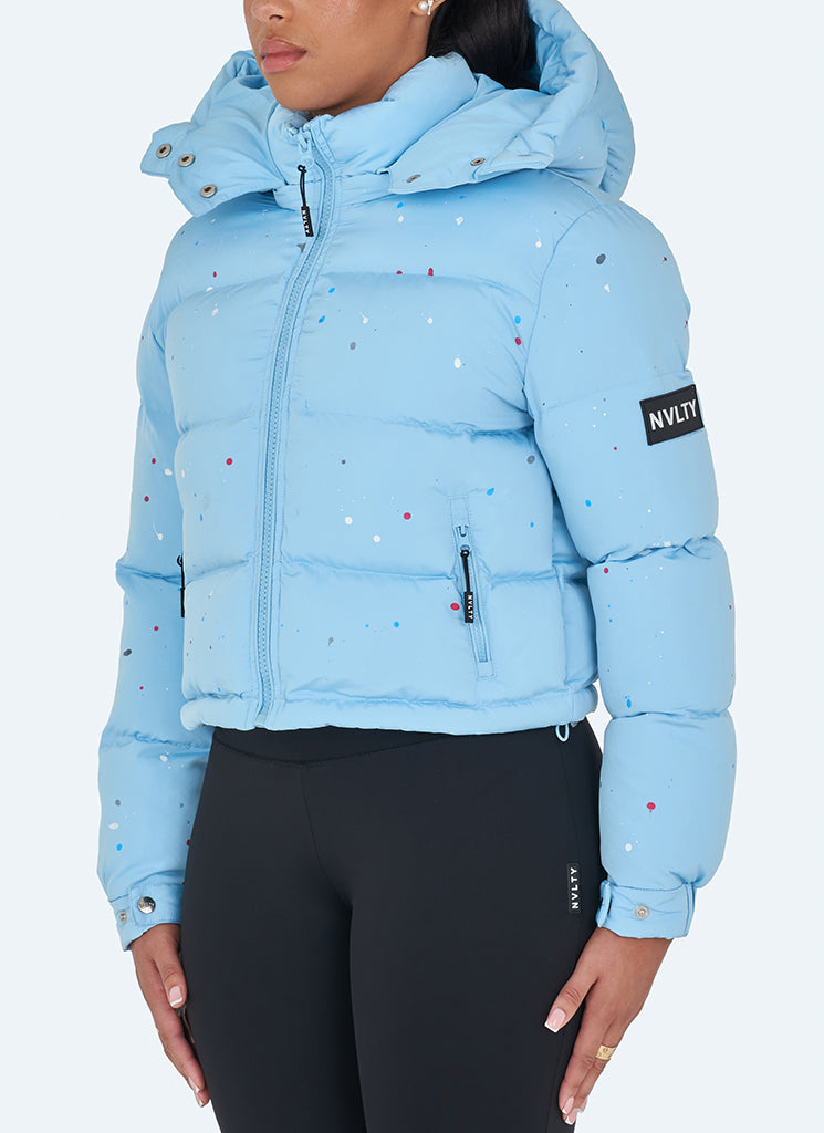 Paint Puffer Jacket - Baby Blue