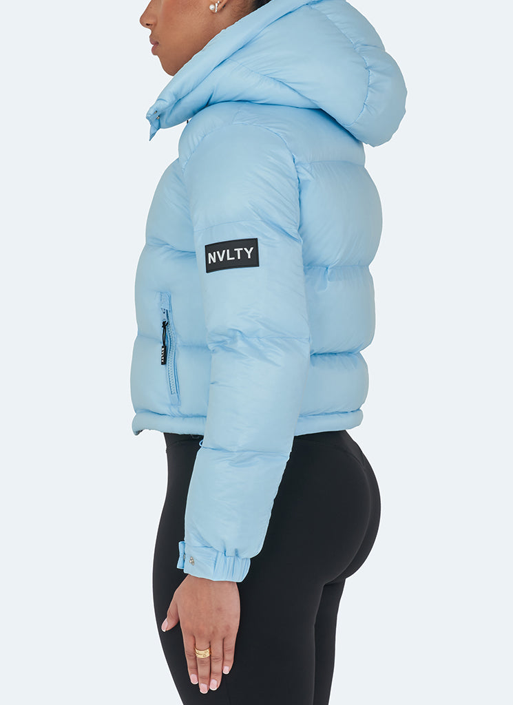 Baby blue cheap cropped puffer jacket
