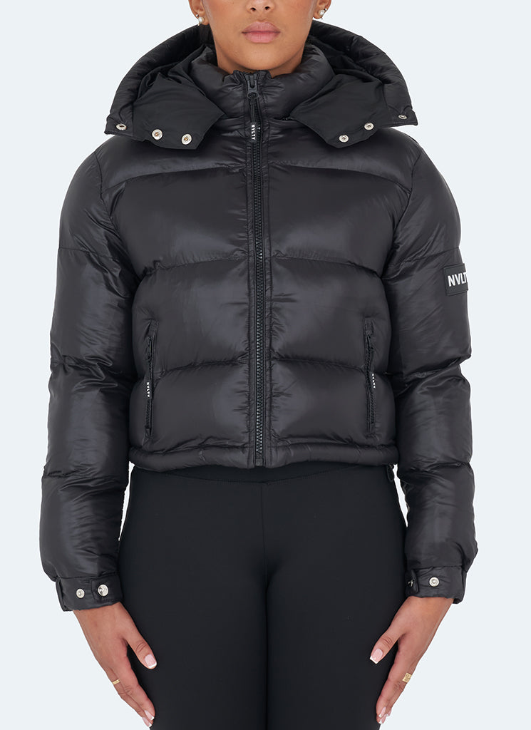 Black shine discount puffer jacket