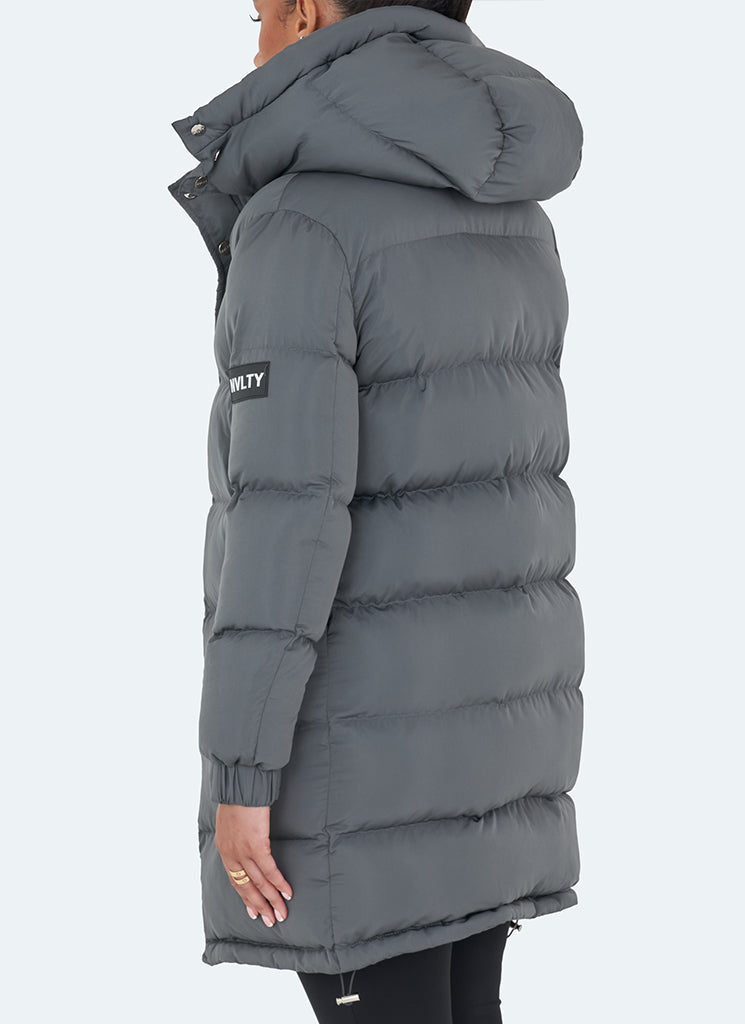 Long Essential Puffer Jacket - Charcoal Grey