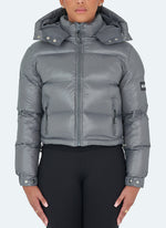 Shiny Puffer Jacket - Charcoal Grey