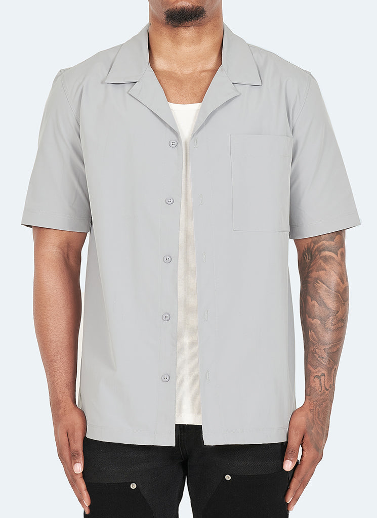Essential Open Collar Shirt - Grey
