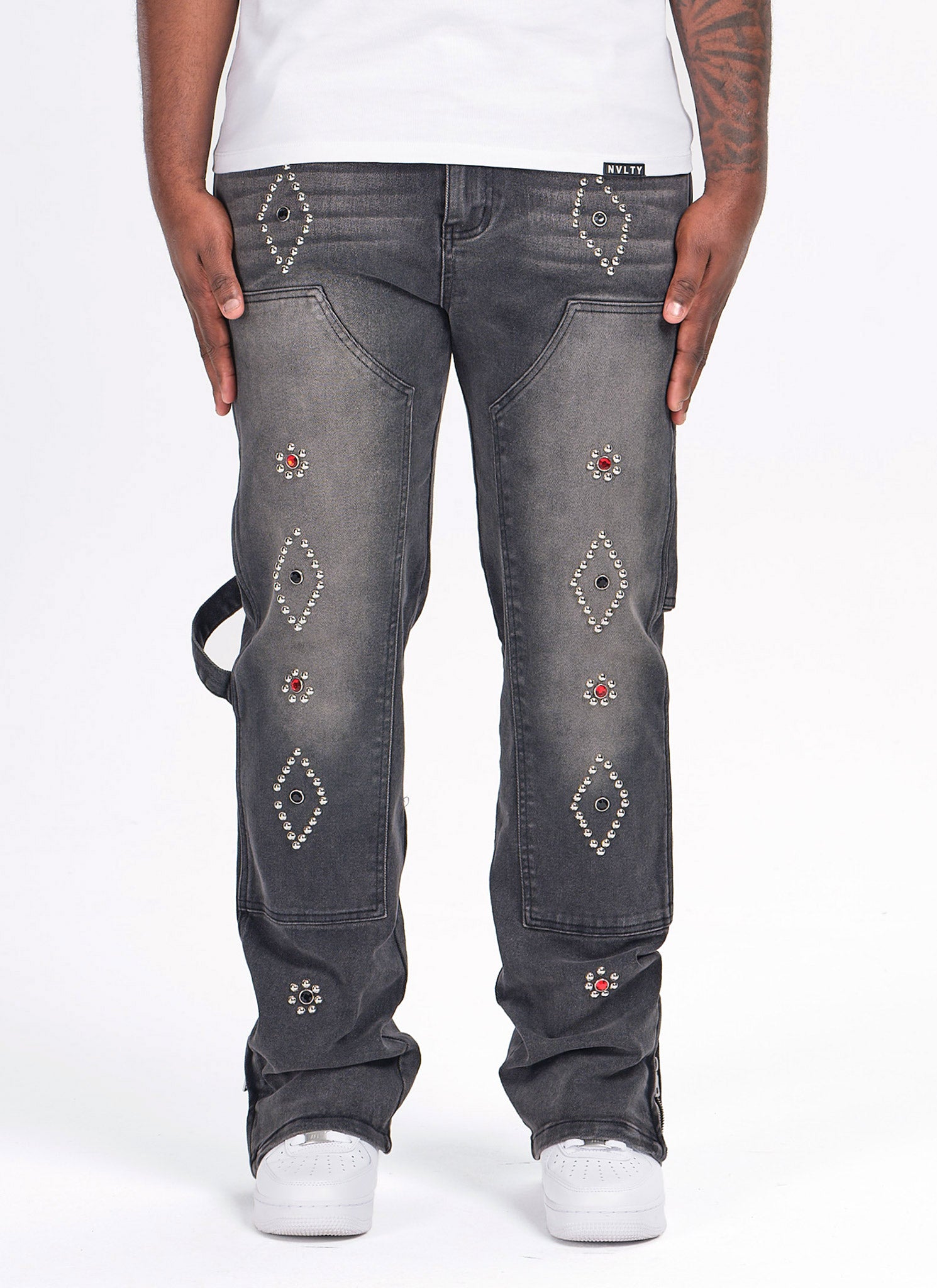 Vintage Carpenter Studded Jeans - Black