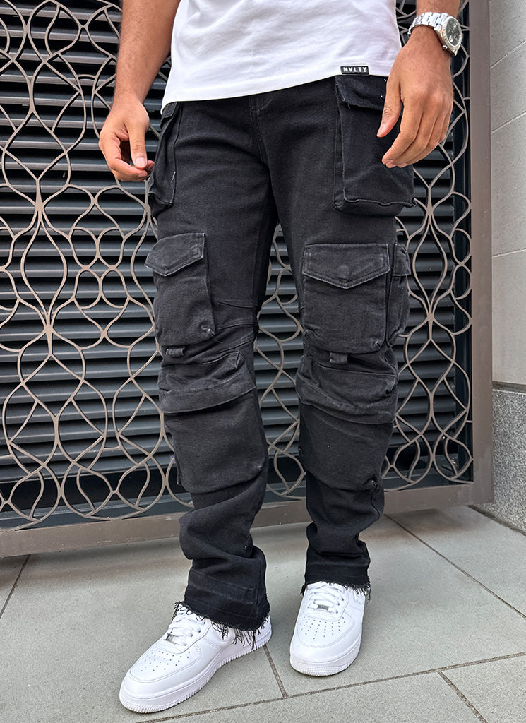 Vintage 8 Pocket Cargo Jeans - Black