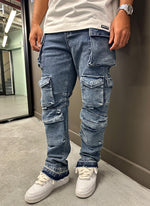 Vintage 8 Pocket Cargo Jeans - Blue