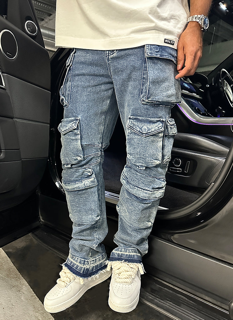 Vintage 8 Pocket Cargo Jeans - Blue