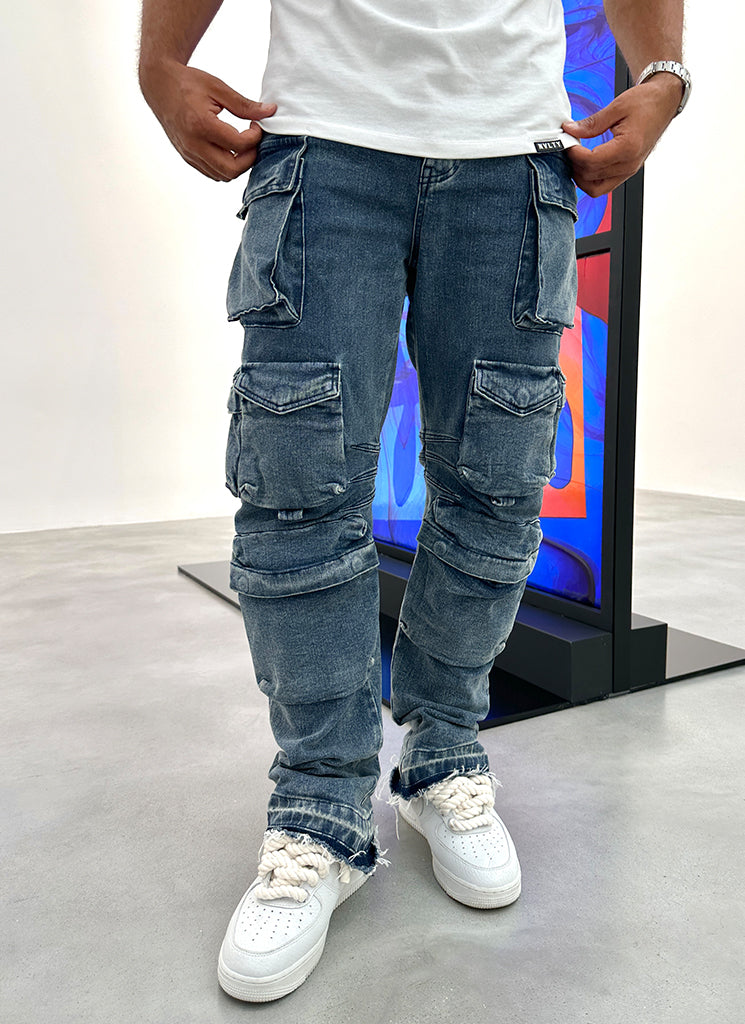 Vintage 8 Pocket Cargo Jeans - Blue