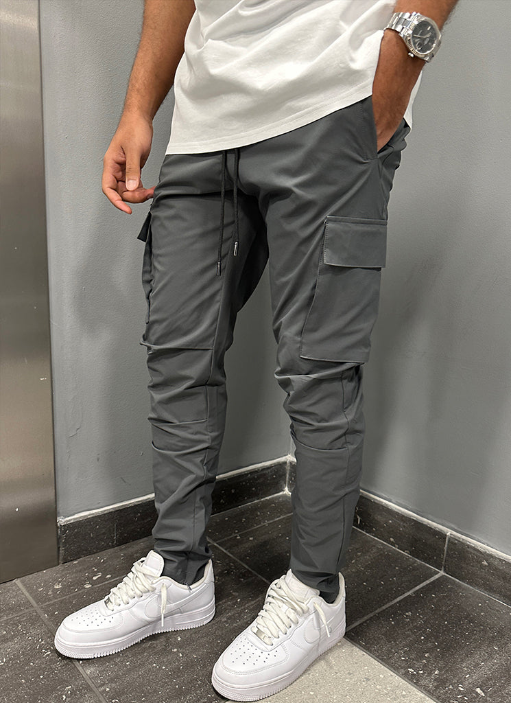 Cargo Zip Track Pants - Grey