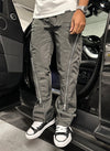 Nylon Flare Zipper Pants - Grey