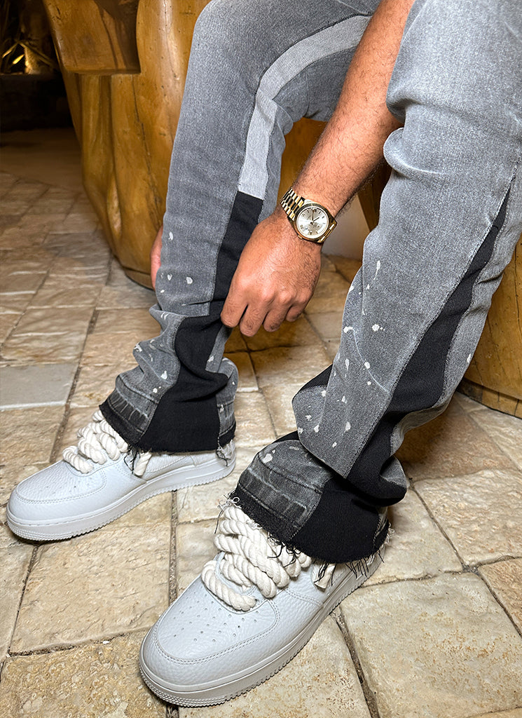 Vintage Flare Paint Jeans - Grey