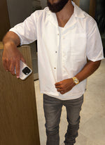 Nylon Open Collar Shirt - White