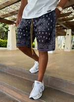 Paisley Mesh Shorts - Black