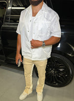Nylon Open Collar Shirt - White