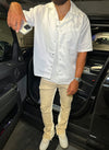 Nylon Open Collar Shirt - White
