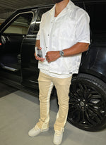 Nylon Open Collar Shirt - White