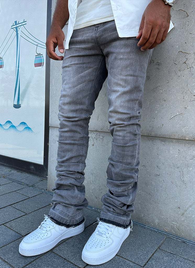 Vintage Stacked Jeans - Grey