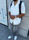 Vintage Stacked Jeans - Grey