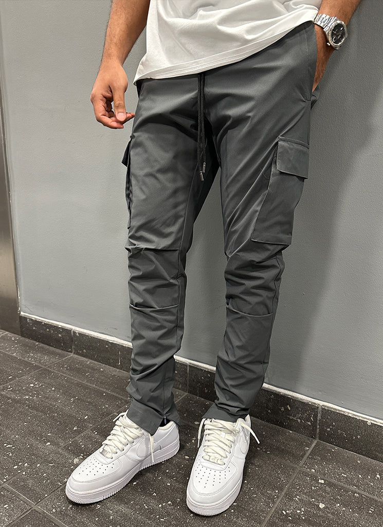 Cargo Zip Track Pants - Grey