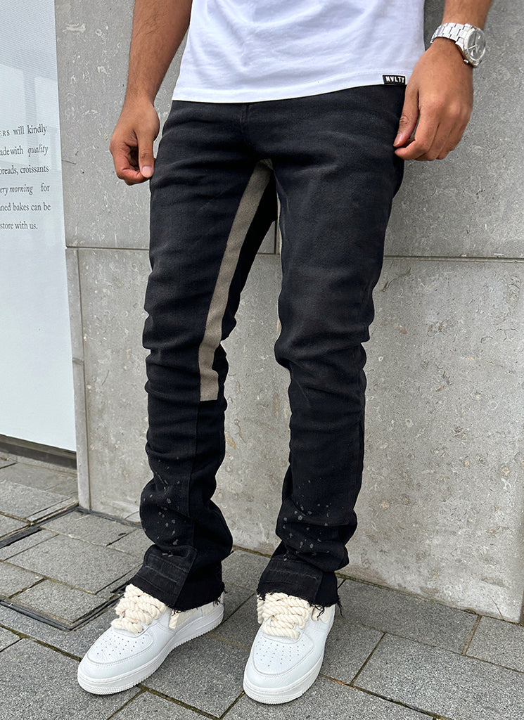 Vintage Flare Paint Jeans - Black