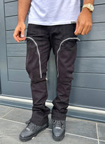 Vintage Flare Zipper Cargos - Black