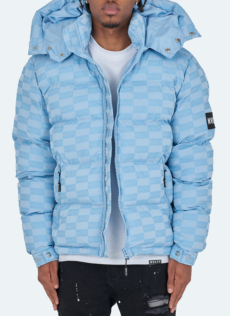 Monogram Puffer Jacket - Baby Blue