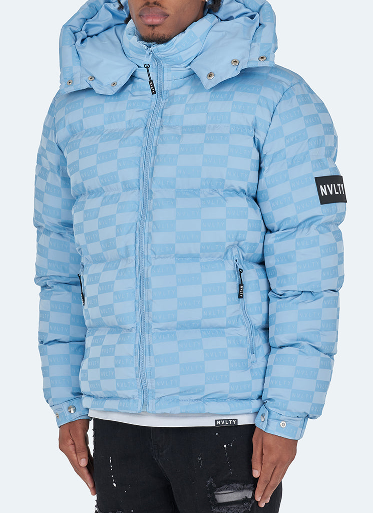 Monogram Puffer Jacket - Baby Blue