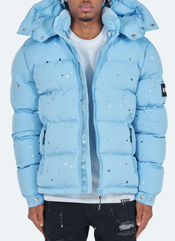 Paint Puffer Jacket - Baby Blue