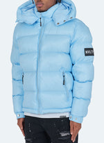 Shiny Puffer Jacket - Baby Blue