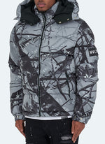 Tree Camo Puffer Jacket - Black