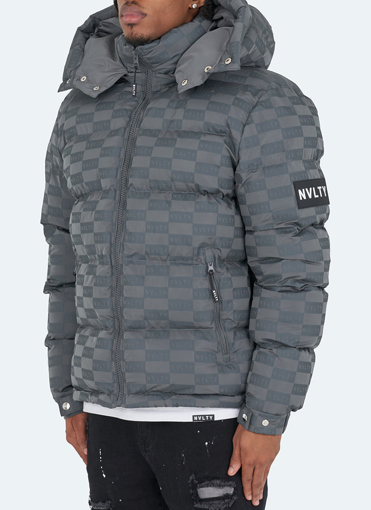 LV Black Puffer Coat Logo Printed  Black puffer coat, Louis vuitton men,  Black puffer