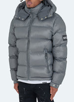 Shiny Puffer Jacket - Charcoal Grey