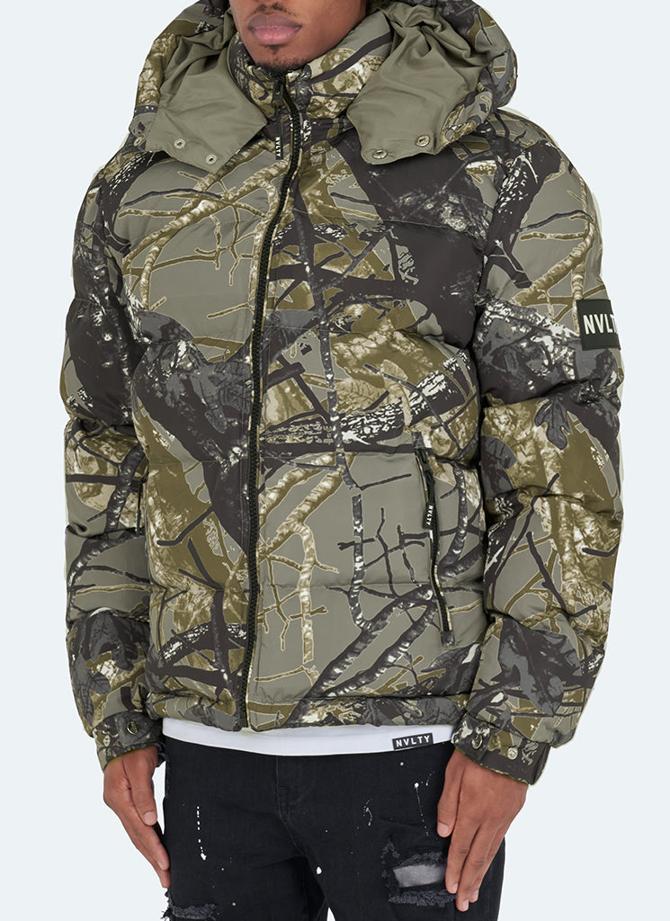 Tree Camo Puffer Jacket - Earth