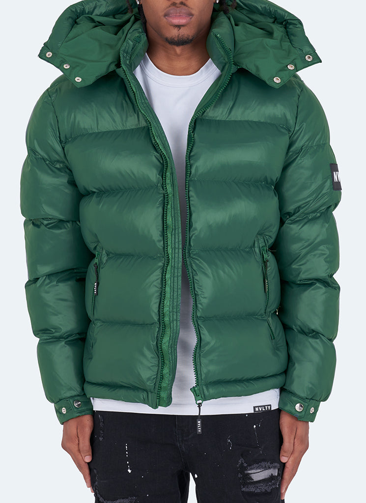 Shiny Puffer Jacket Green