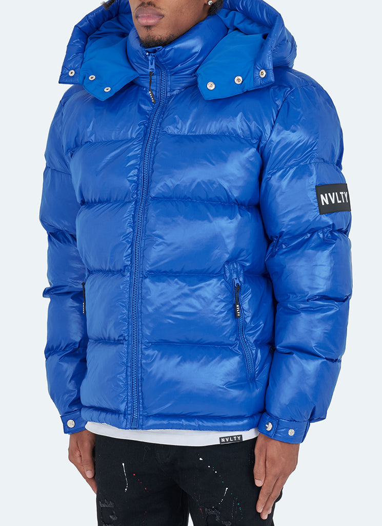 NVLTY - Shiny Puffer Jacket - Royal Blue – N V L T Y