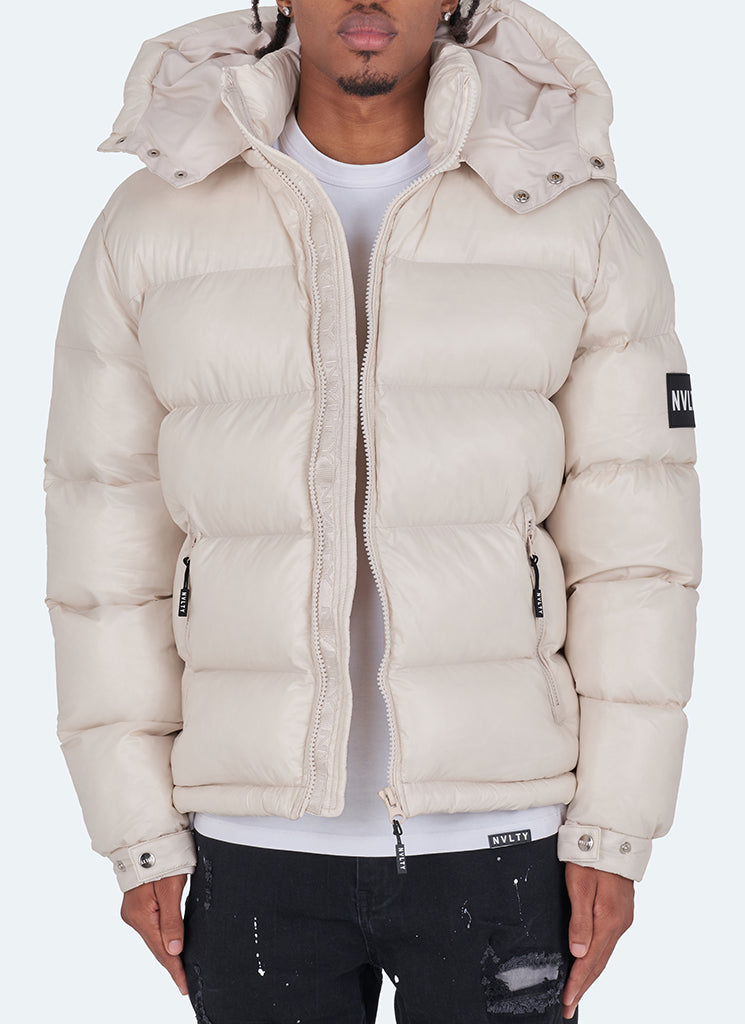 Shiny Puffer Jacket - Stone