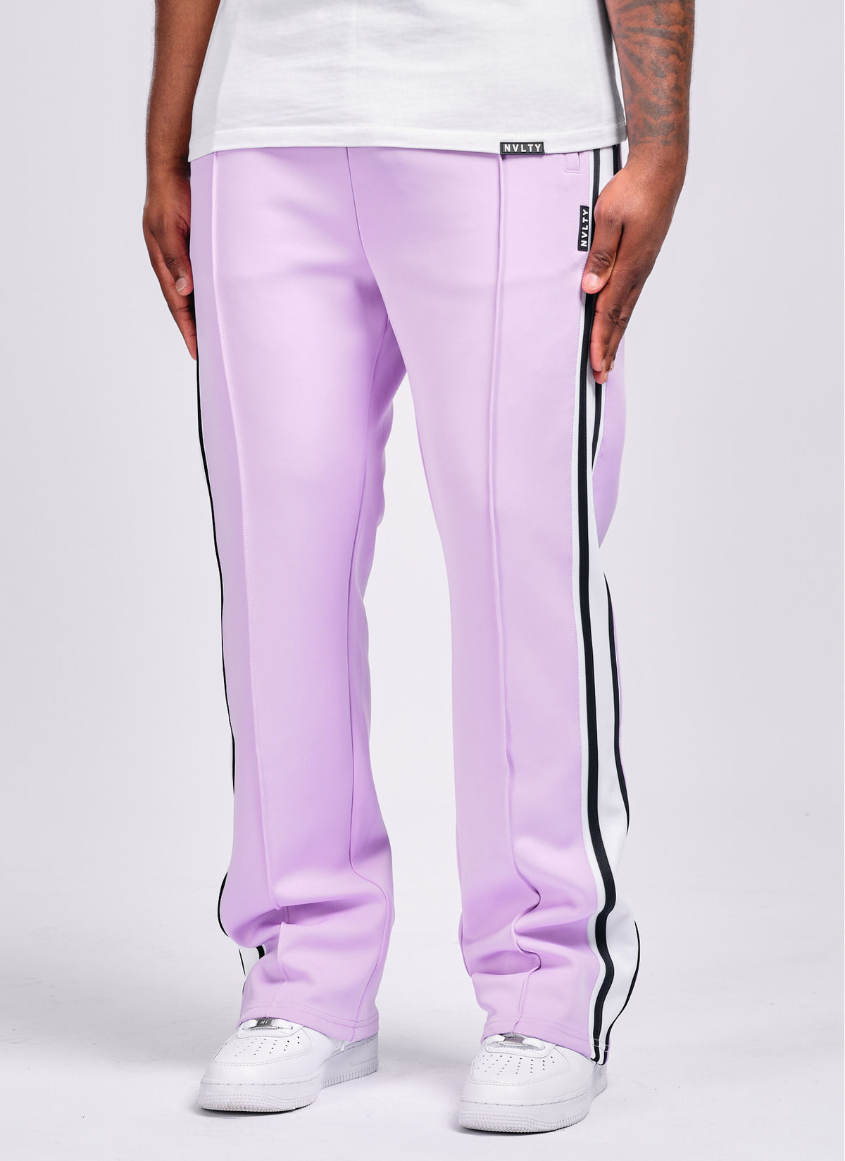 Panelled Luxe Track Pants - Purple