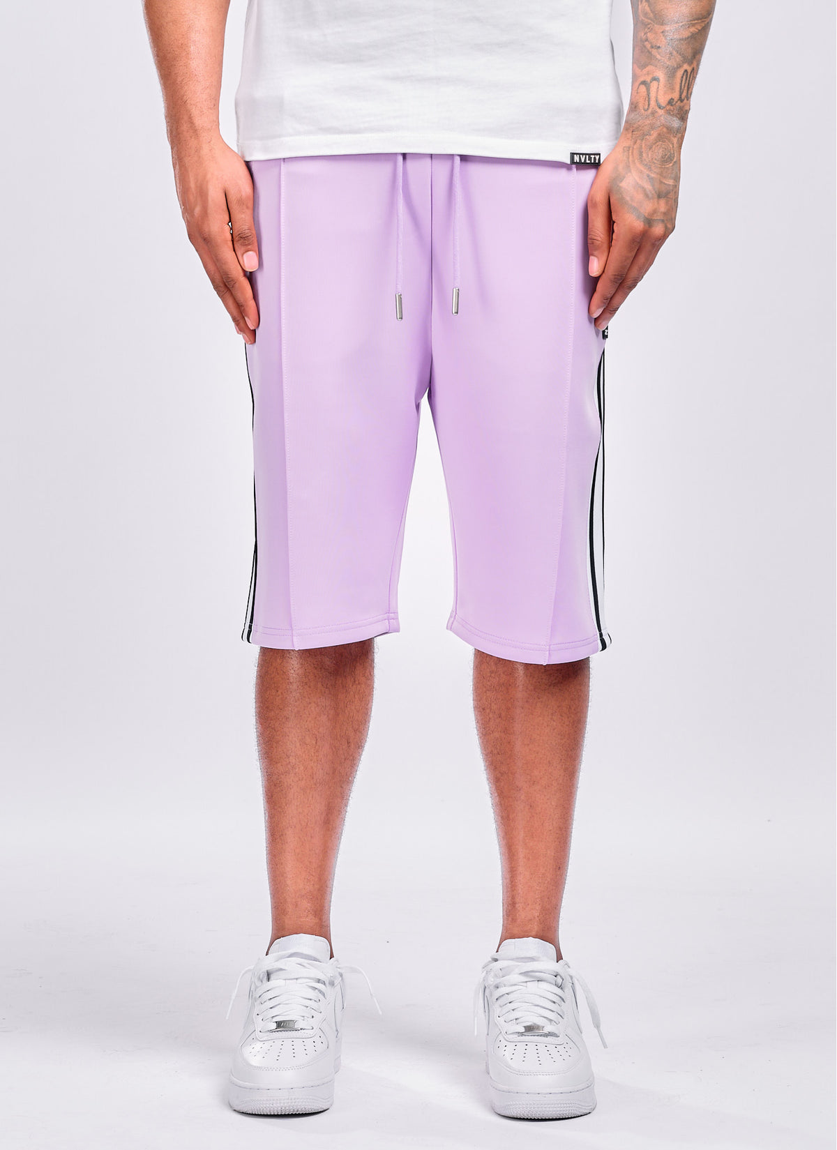 Panelled Luxe Track Shorts - Purple