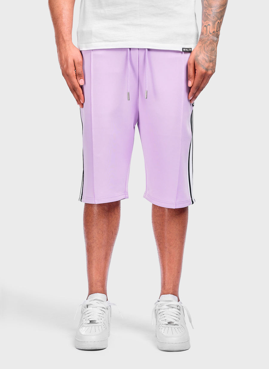 Panelled Luxe Track Shorts - Purple