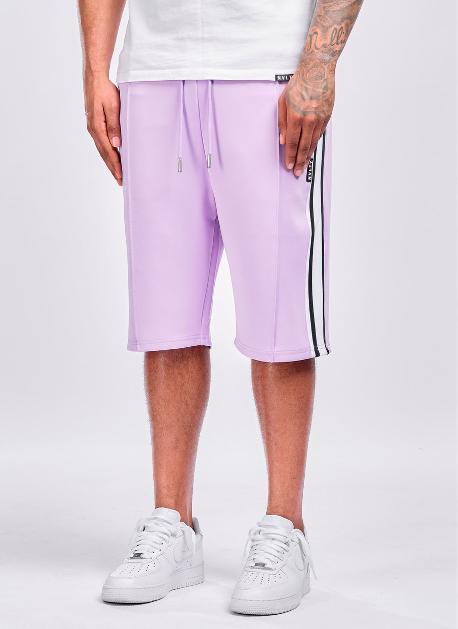 Panelled Luxe Track Shorts - Purple