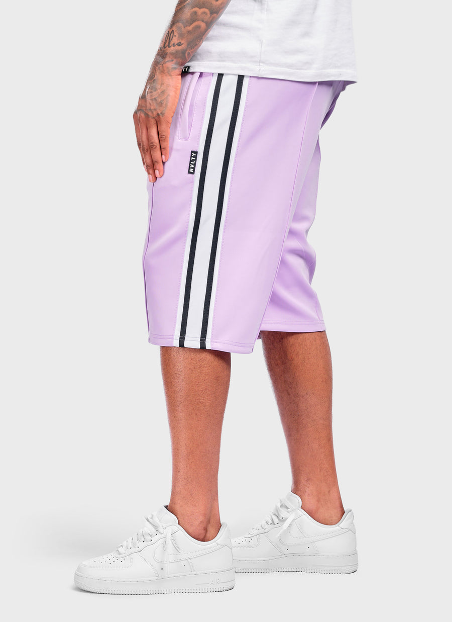 Panelled Luxe Track Shorts - Purple