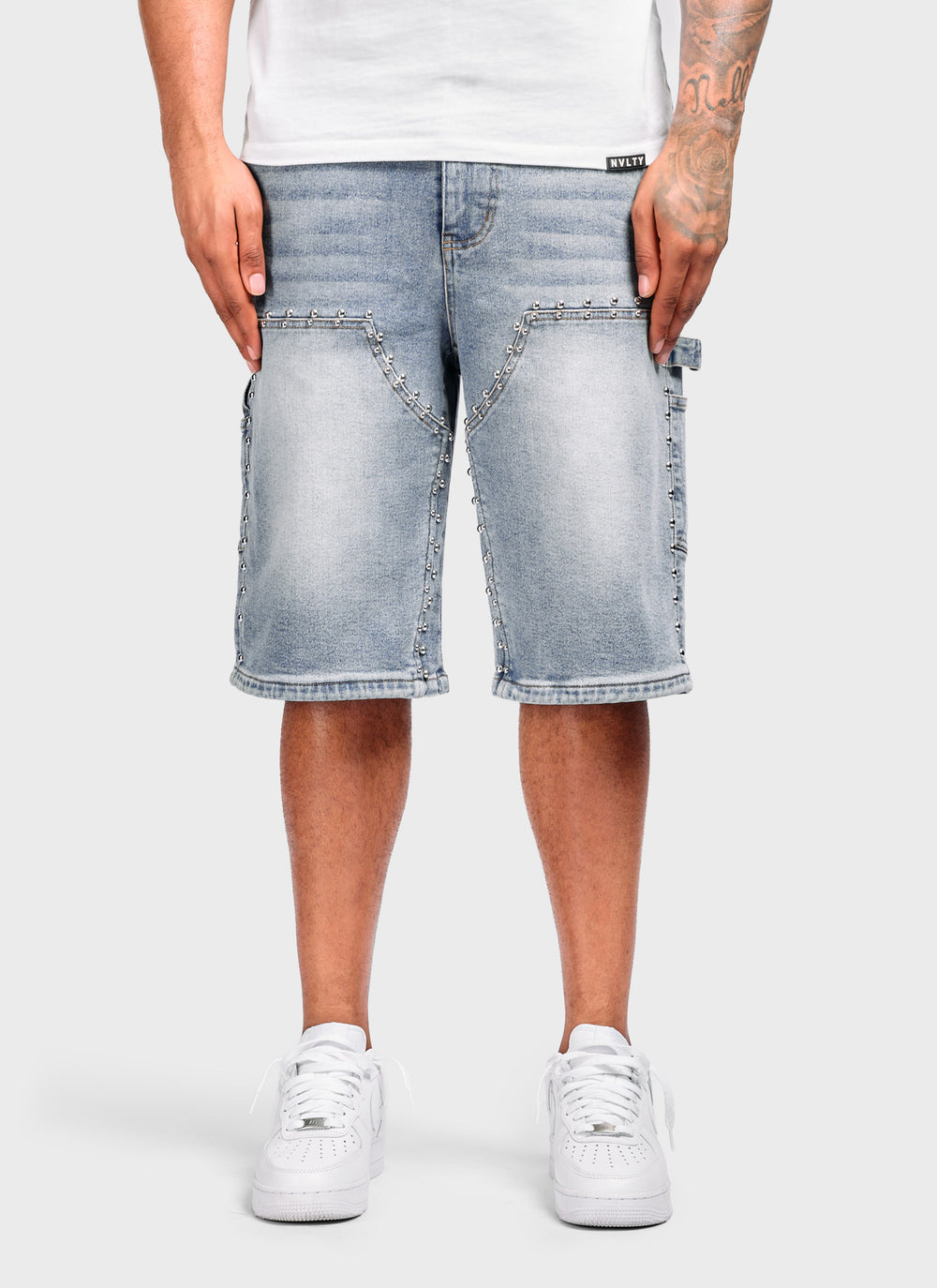 Vintage Double Studded Carpenter Denim Shorts - Blue