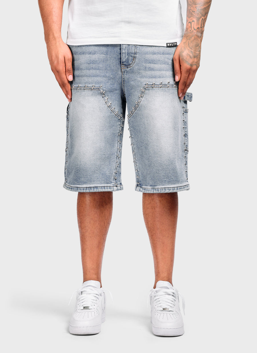 Vintage Double Studded Carpenter Denim Shorts - Blue