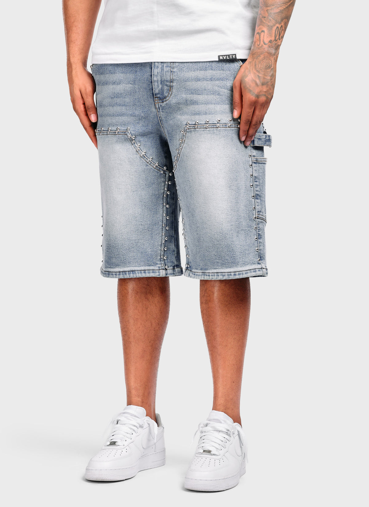 Vintage Double Studded Carpenter Denim Shorts - Blue