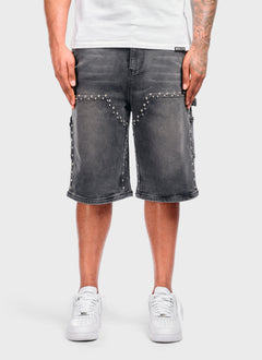 Vintage Double Studded Carpenter Denim Shorts - Black